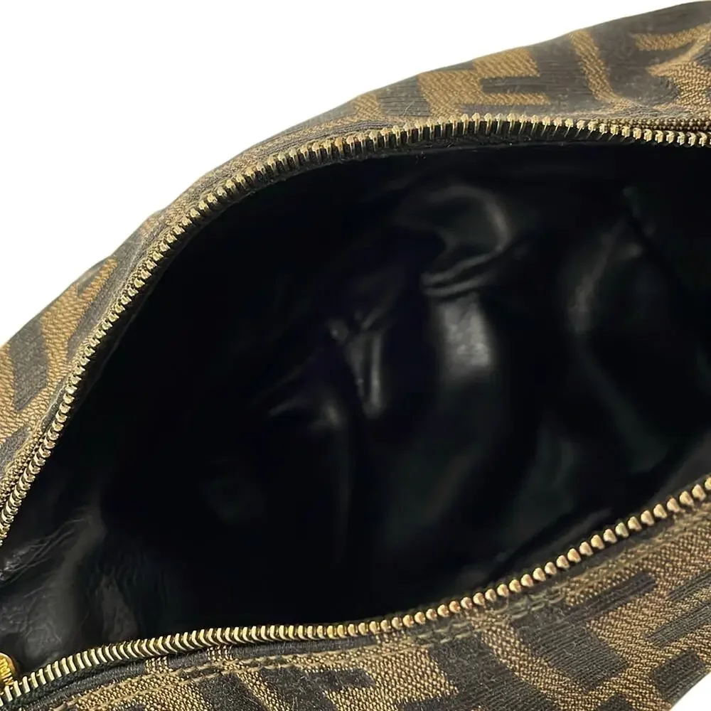Fendi Zucca Pouch 263600 Brown Black Dark Brown Jacquard Leather